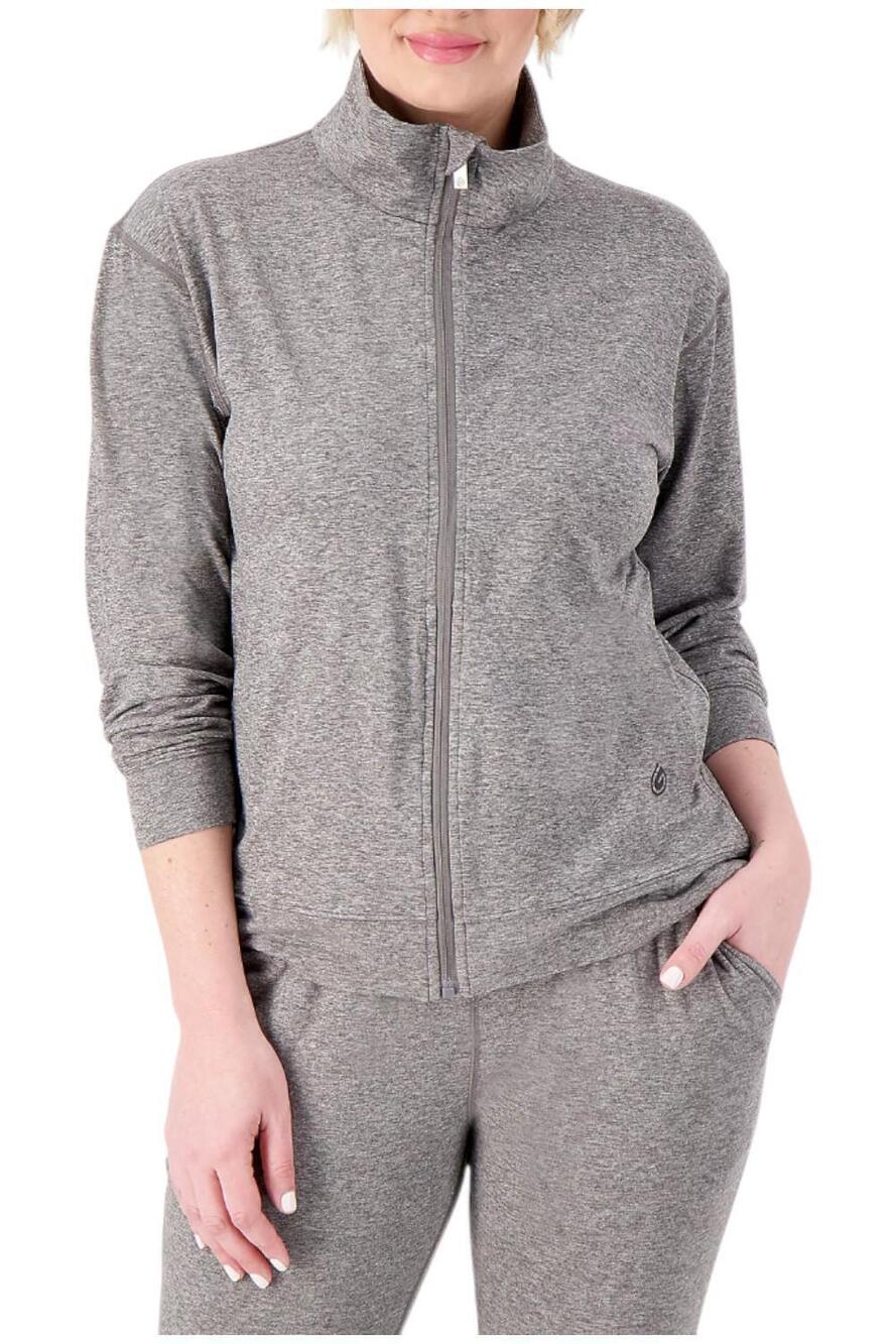 Gymwrap Women's Heathered Knit Zip-Up Jacket w/ Side Pockets Charcoal - Regular